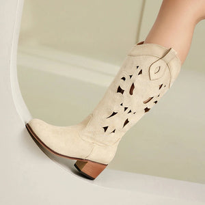 Cowgirl Boots i Mocka med Utskärningar