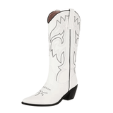 Cowgirl Boots med Broderad Westernstil och Spetsig Tå Vit / 37