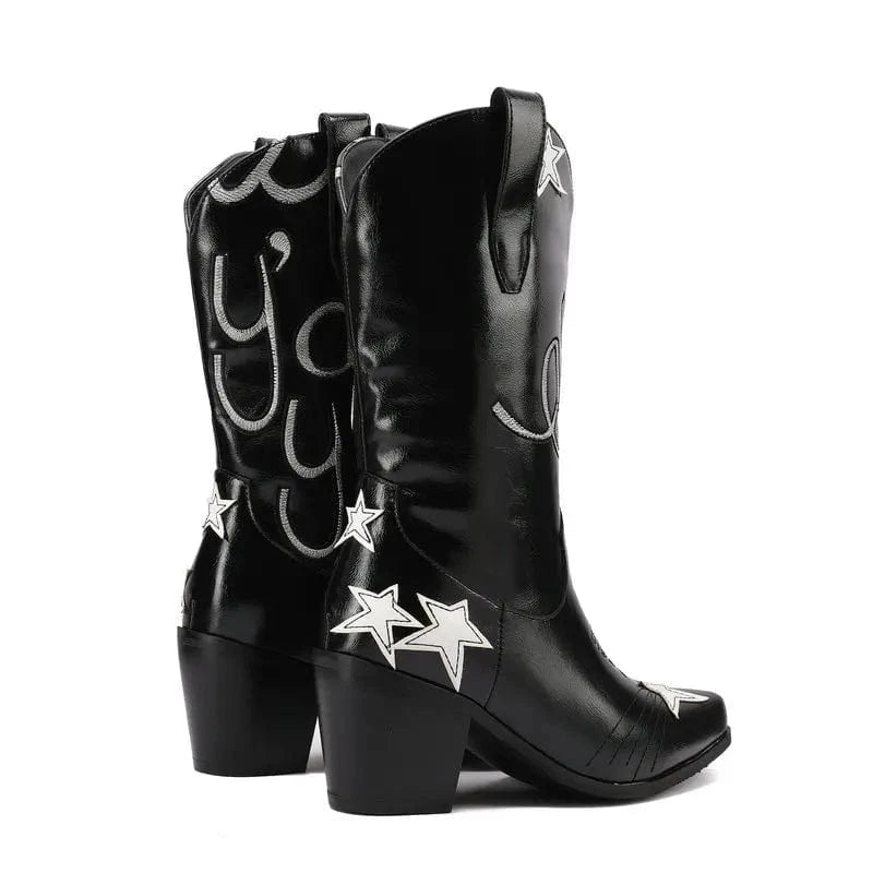 Cowgirl Boots med Stjärnbroderi