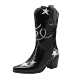 Cowgirl Boots med Stjärnbroderi Svart / 35