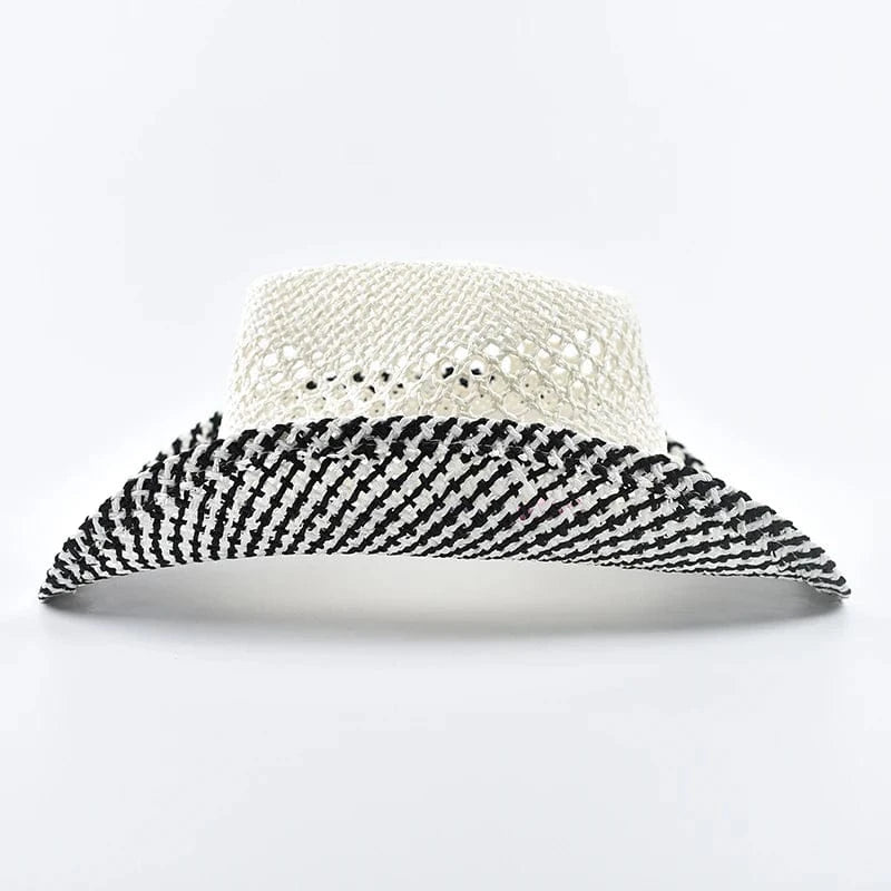 Cowgirlhatt i handflätad halm Svart och vit / One Size