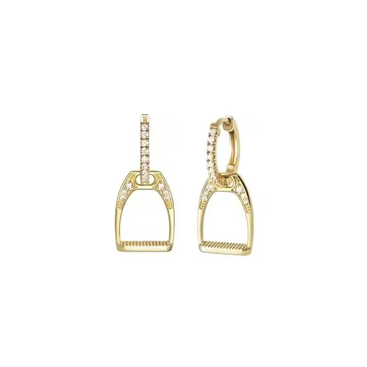 Delicate 100% 925 Sterling Silver fashion Horse Jewelry Simple Equestrian Horse Lover Hoop Earring Paved Mini CZ Dangle Earring