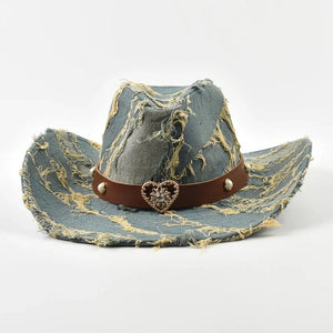 Denim Cowboyhatt Åldrad blå / Kan justeras