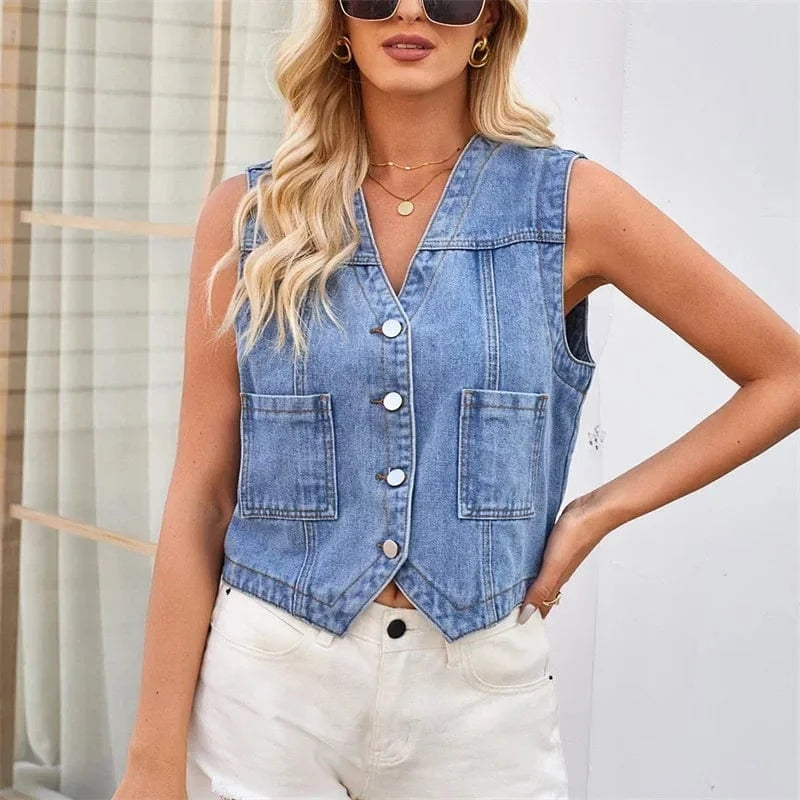 Denim väst dam Blå / S