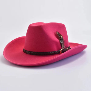 Elegant Cowboyhatt i Mjuk Filt Fuchsia / 57-59cm