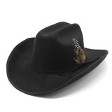 Elegant Cowboyhatt med Fjäder Svart / 56-58cm
