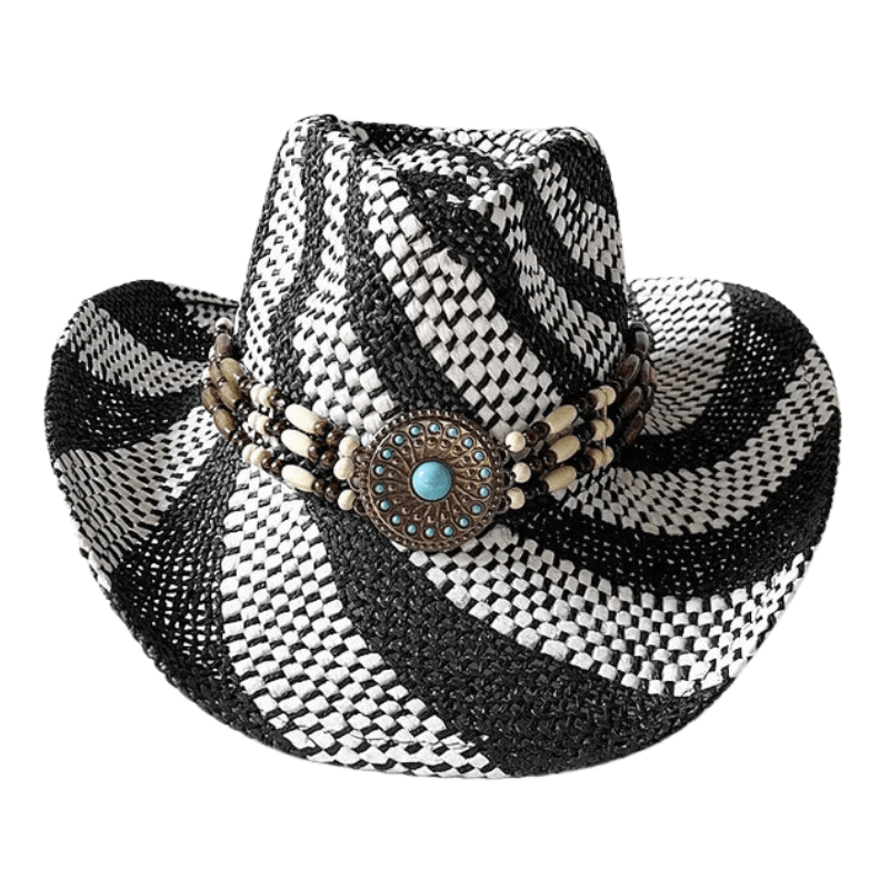 Etnisk Halmcowboyhatt Modell 3 / 56-58cm