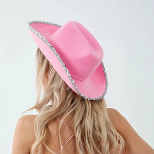 Filt cowboyhatt med glitterkant