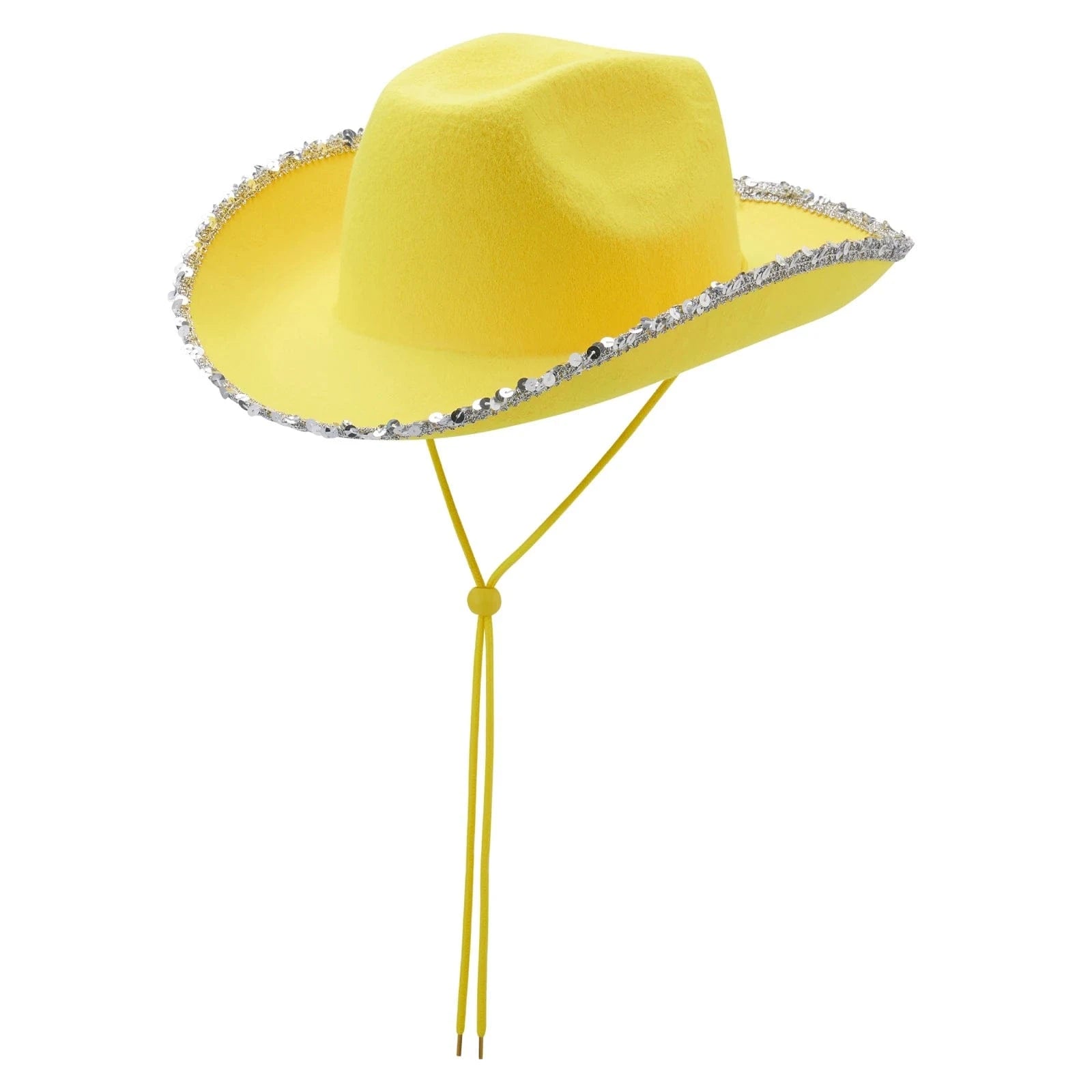 Filt cowboyhatt med glitterkant Gul