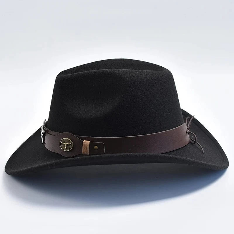 Filt cowboyhatt med oxhuvud