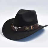 Filt cowboyhatt med oxhuvud Svart / One Size