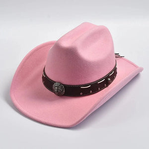 Filthatt Cowboy med Läderbälte Rosa / One Size