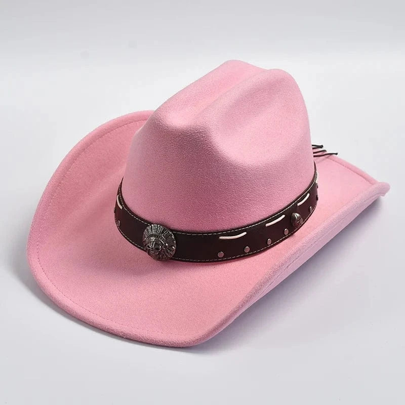Filthatt Cowboy med Läderbälte Rosa / One Size