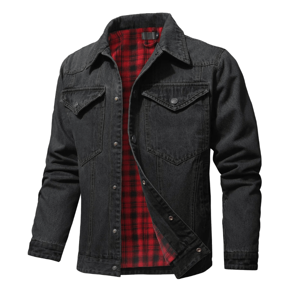 Fodrad denim jacka herr