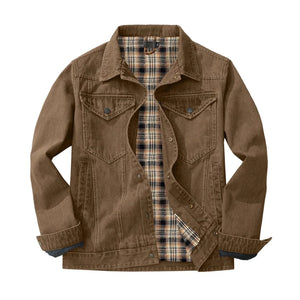 Fodrad denim jacka herr Brun / S