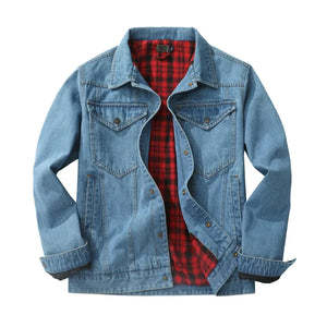 Fodrad denim jacka herr Ljusblå / XL