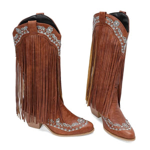 Fransboots med Broderi i Westernstil