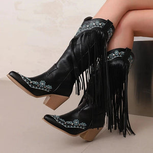 Fransboots med Broderi i Westernstil