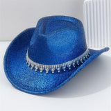 Glittrig cowboyhatt Blå / 57