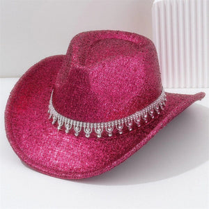 Glittrig cowboyhatt Röd / 57