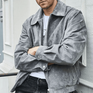 Grå mocka harrington jacka herr