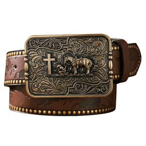 Herrbälte Cowboystil Mörkbrun / 120cm