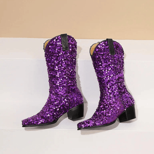 Höga Cowboyboots med Paljetter för Dam