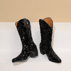 Höga Cowboyboots med Paljetter för Dam