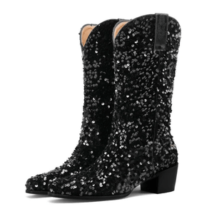 Höga Cowboyboots med Paljetter för Dam