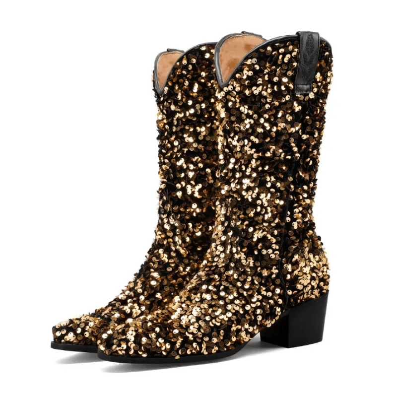Höga Cowboyboots med Paljetter för Dam
