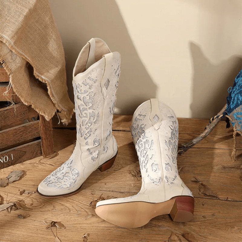 Höga Cowboystövlar med Glitterbrodyr