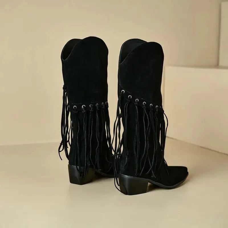 Höga Frans Cowboyboots i Mocka