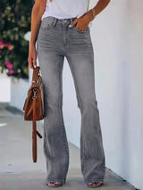 Högmidjade flare jeans Ljusgrå / XS