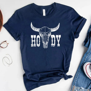 "Howdy" Western T-shirt Marinblå / S
