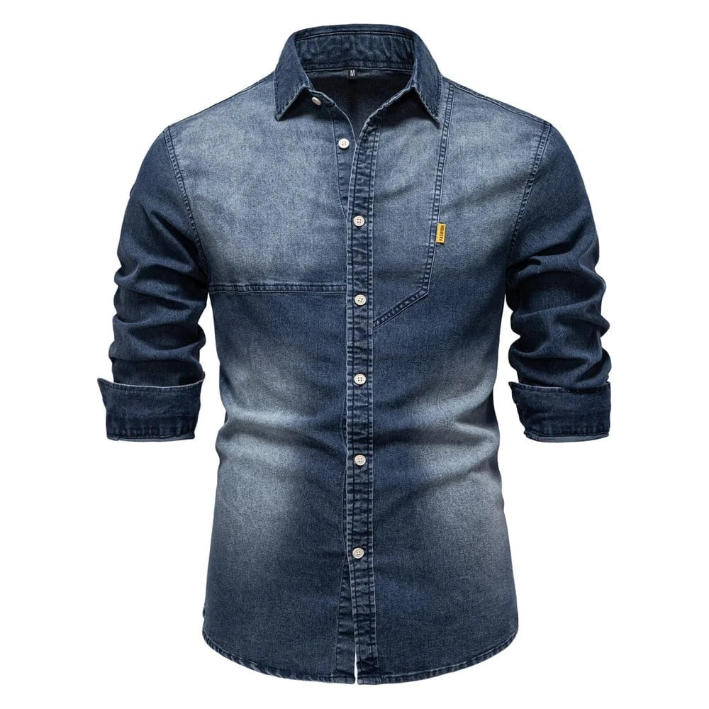 Jeans skjorta herr Marinblå / S