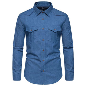 Jeans skjorta western Djupblå / XS