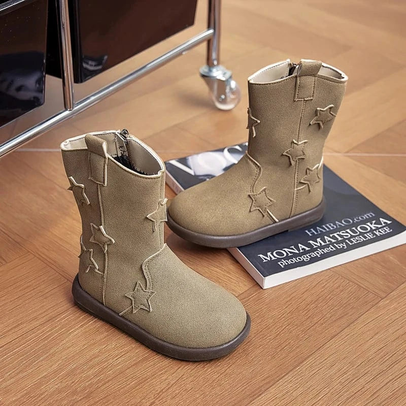 Cowboyboots barn med äkta läder och stjärndetaljer