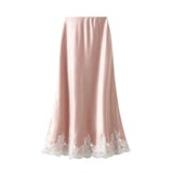 Kjol med spetskant Rosa / M
