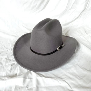 Klassisk Cowboyhatt Läderband Grå / 57-59cm