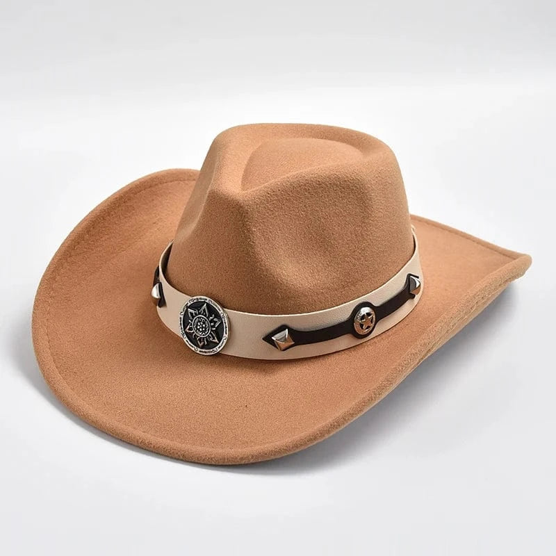 Klassisk Westernhatt i filt Kamel / One Size