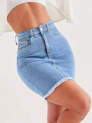 Kort jeanspennkjol