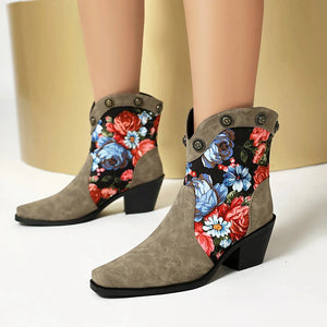Korta Cowboyboots med Blommor