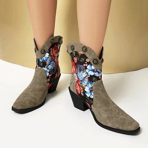 Korta Cowboyboots med Blommor