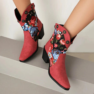Korta Cowboyboots med Blommor