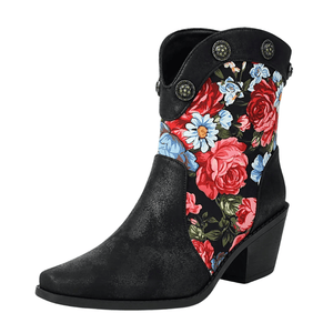 Korta Cowboyboots med Blommor Svart / 36