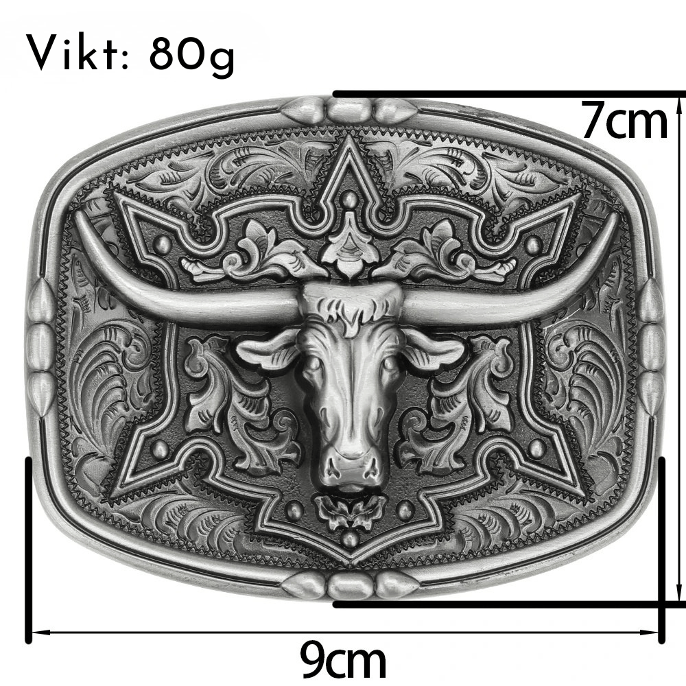 Läderbälte western longhornspänne
