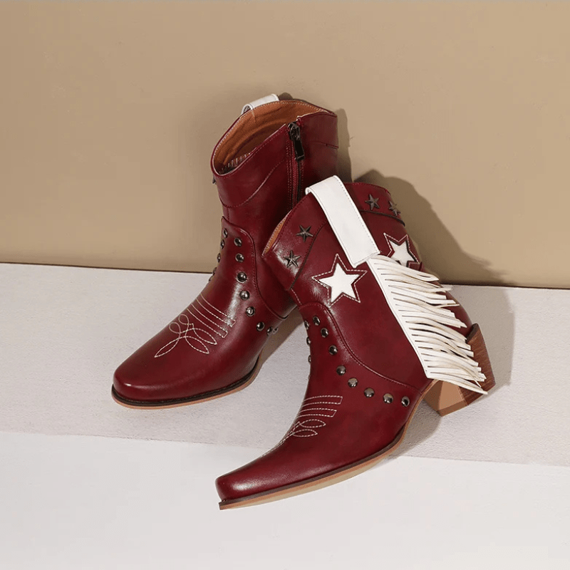 Låga Cowboyboots med Fransar och Stjärnor