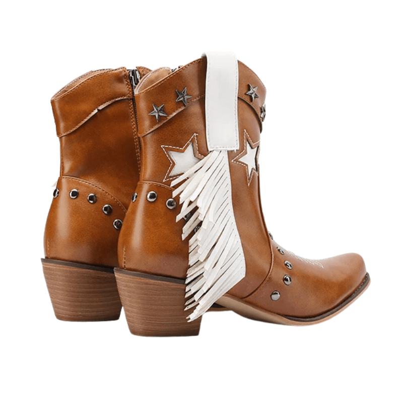 Låga Cowboyboots med Fransar och Stjärnor