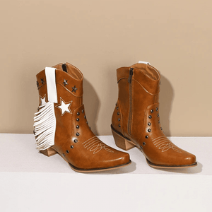 Låga Cowboyboots med Fransar och Stjärnor