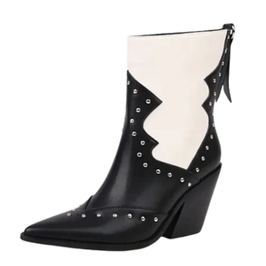 Låga Cowboyboots med Nitar för Dam Svart-Vit / 35